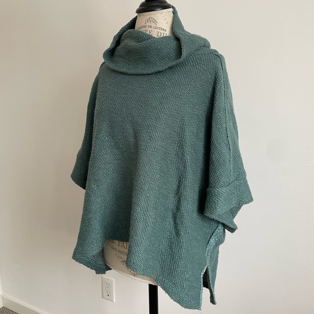 FREE PEOPLE teal cowl neck sweater